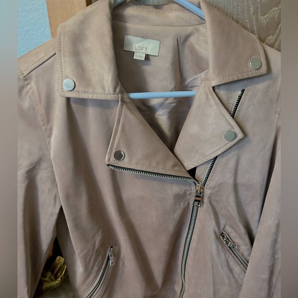 LOFT Faux Suede Moto Jacket Size Small